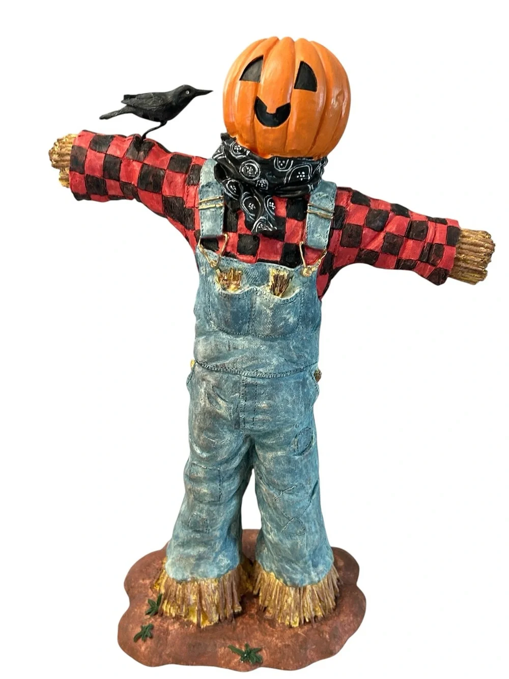 VTG Halloween Pumpkin Scarecrow Figurine Jack OLantern Fall Harvest Folk Art EUC
